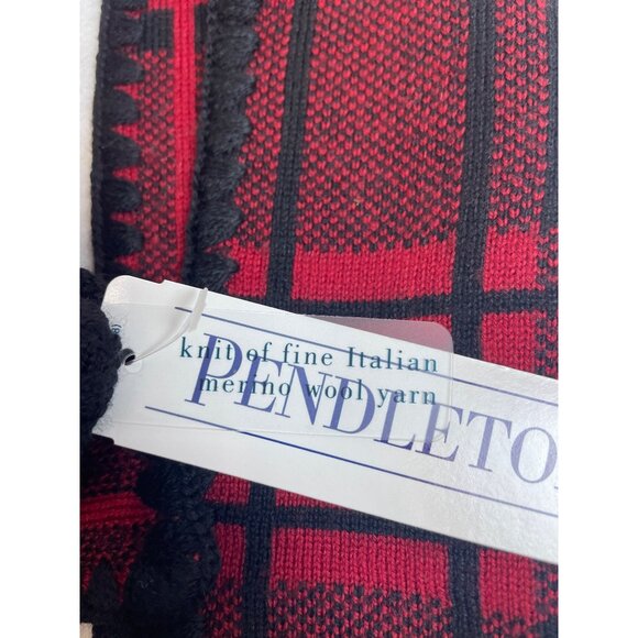Unisex One Size Pendleton Red and Black Plaid Scarf New - Picture 3 of 6